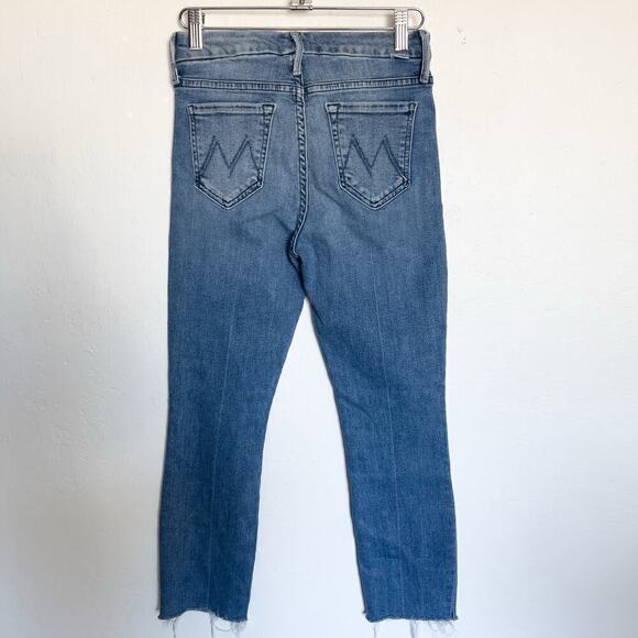 Mother Looker We The Animals Stretch Ankle Jeans 25 Blue Denim Skinny Raw Hem - Picture 1 of 10